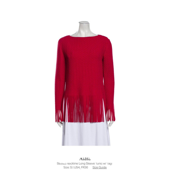 ALAIA LONG SLEEVE FRINGE TUNIC BATEAU NECKLINE NEW WITH TAGS reg. $2,850 - Picture 1 of 6